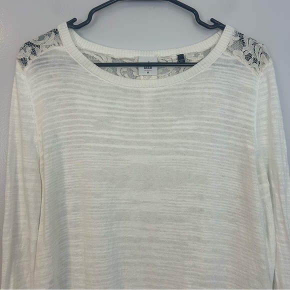 CAbi Ivory White Sophia Lace Back Long Sleeve Top/Sweater Size Medium - Picture 4 of 10